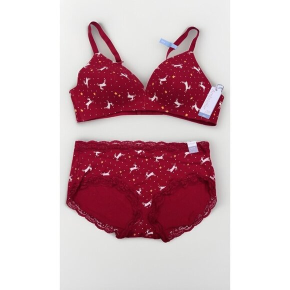 Ambrielle Other - Ambrielle Women’s Bra 40B & Hipster Panty 1X Set Organic Cotton Deer Print